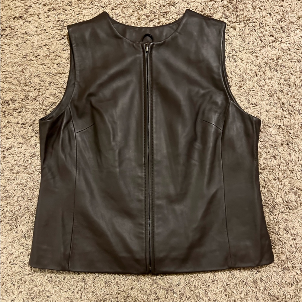 Valerie by Valerie Stevens Women’s 100% Leather Vest, Brown, Size Large